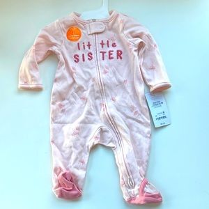 5 for $15 item! NWT “little sister” footed onesie Size 3m